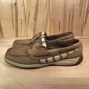 Sperry Top-Sider Boat Shoes Womens Size 10 M Brown Leather Pink Plaid